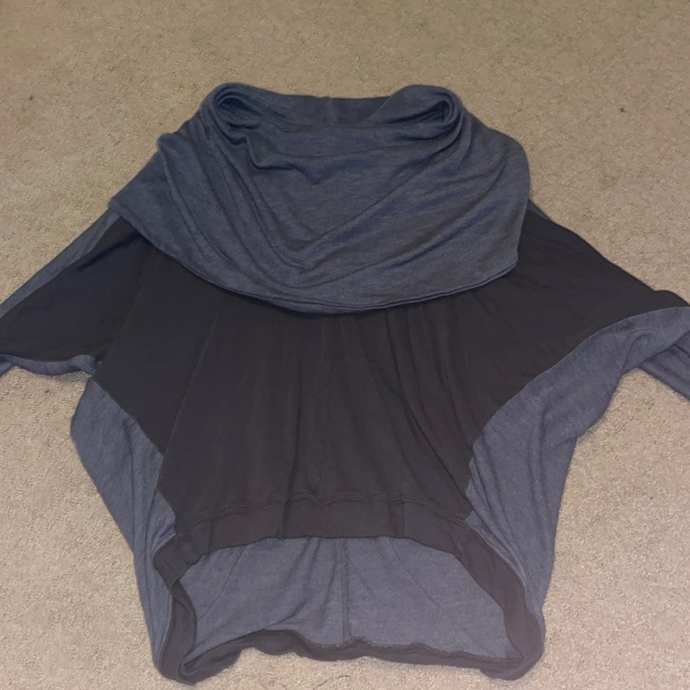 Blue and gray cowl neck sweater
